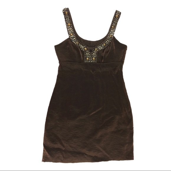 Shelli Segal Metallic Bronze Embellished Dress - Picture 8 of 8